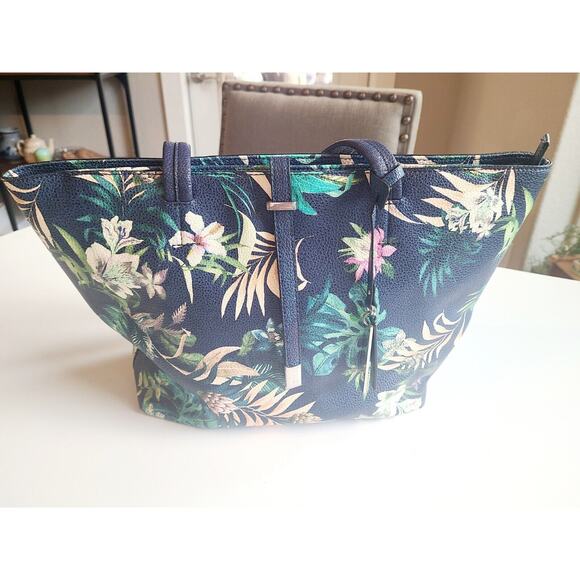 Vince Camuto Leather Top Zip Saffiano Floral Print Didi Tote Tropical Designer - Picture 1 of 16